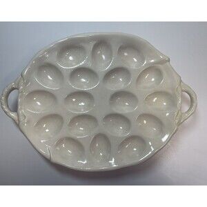 Vintage Ceramic 18 Egg Cream Colored Serving Tray